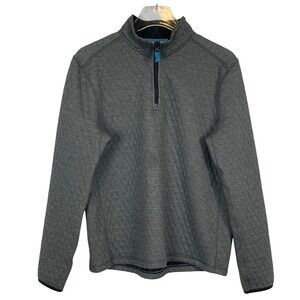 J.Crew Pullover Mens Medium Gray Good Quilted Authentic Fleece 1/4 Zip Mock Neck